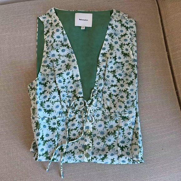 Reformation Mint Green Floral Midi Dress - Picture 6 of 13